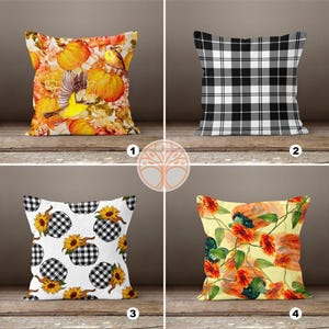 Fall Trend Pillow Cover|Autumn Cushion Case|Orange Pumpkin Throw Pillow|Halloween Home Decor|Housewarming Farmhouse Checkered Pillow Case