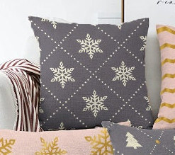 Set of 4 Christmas Pillow Coversmerry Xmas Cushion Casexmas Deer, Xmas Tree  and Snowflake Print Pillow Topplaid Winter Trend Pillow Sham 