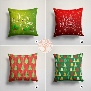 Federa per cuscino natalizio/Decorazione natalizia per la casa rossa e verde/Federe per cuscino di tendenza invernale/Cuscino decorativo con albero di pino e Buon Natale/Cuscino da esterno