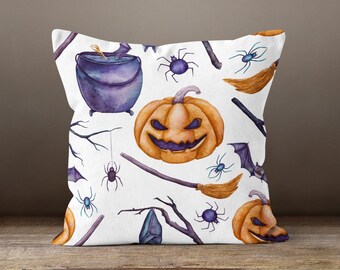Halloween Ghost Throw Pillow Covers Set Of 2 - 18x18 Inch Soft Plush Fall Decor For Couch & Bedroom
