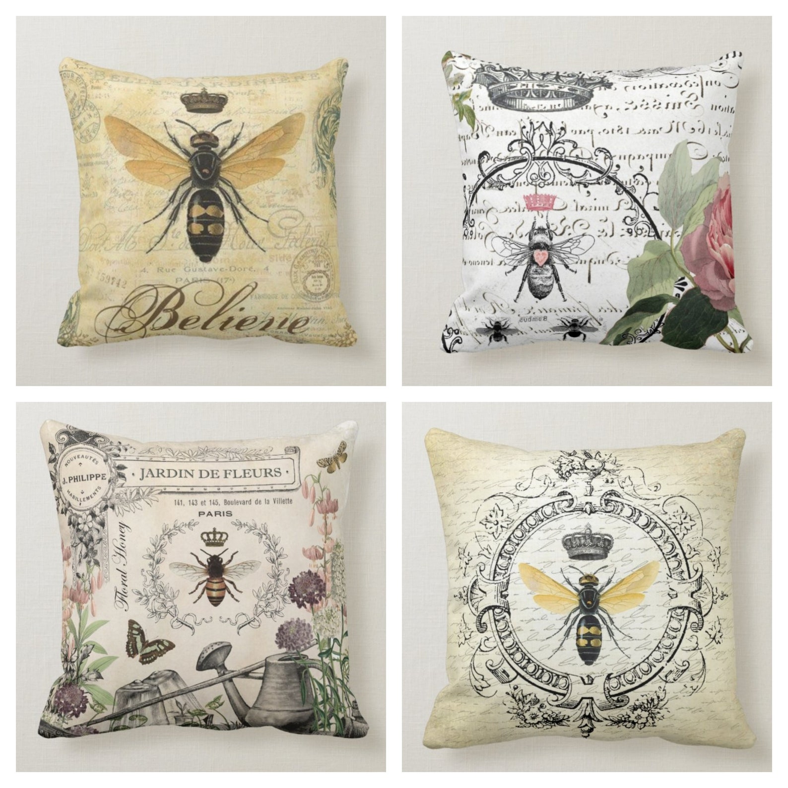 Queen Bee Pillow Casefloral Bee Pillow Coverdecorative Etsy