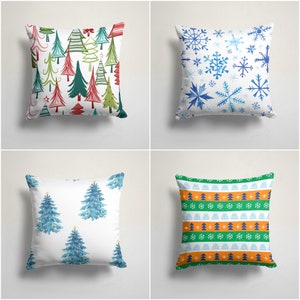 Copricuscino invernale/copricuscino con albero di pino/copricuscino con fiocco di neve/decorazione natalizia per la casa/copricuscino natalizio/copricuscino con stampa a fiocco di neve