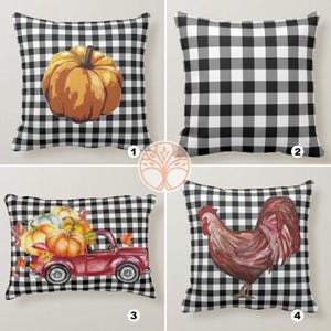 Karierter Kissenbezug|Herbst Kissenbezug|Herbst Kürbis Dekokissen|Halloween Wohndekor|Einweihungsparty Bauernhaus Kissenbezug