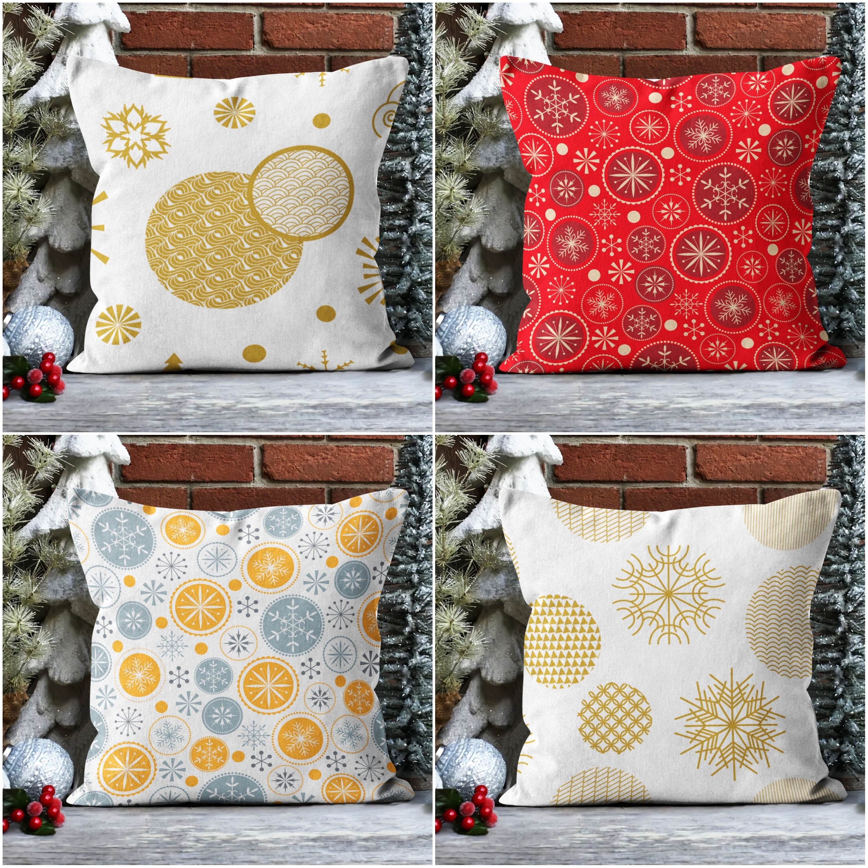 Christmas Pillow Coverwhite Gold Christmas Decordecorative Winter Pillow Casesnowflake Xmas Throw Pillowred Xmas Outdoor Pillow Cover Etsy Canada