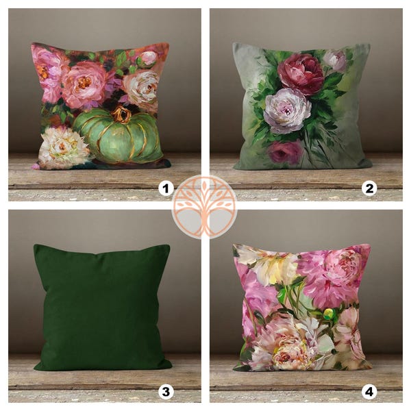 Pink Green Pillow Etsy