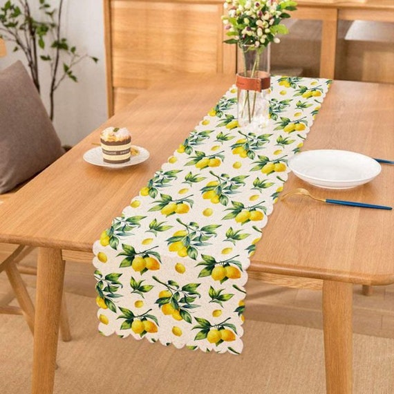MIRRORANG Lot De 4 Sets De Table Citrons Aquarelle - 45x30cm, Citrons Jaunes, Feuilles Vertes Et Fleurs Blanches, Décoration Fraîche Pour Cuisine Et Salle à Manger