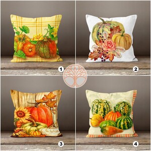 Fall Trend Pillow Cover|Floral Pumpkin and Sunflower Throw Pillow Top|Autumn Cushion Case|Pumpkin and Rose Home Decor|Farmhouse Fall Cushion