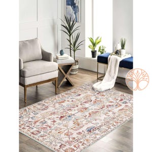 Tapete decorativo | Tapete étnico antiderrapante lavável à máquina | Tapete estilo turco com estampa kilim | Tapete boho para sala de estar | Tapete antiderrapante multiuso