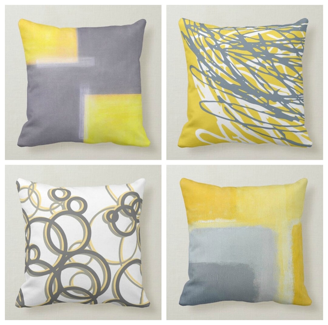 Geometric Design Pillow Casedecorative Pillow Coveryellow Etsy