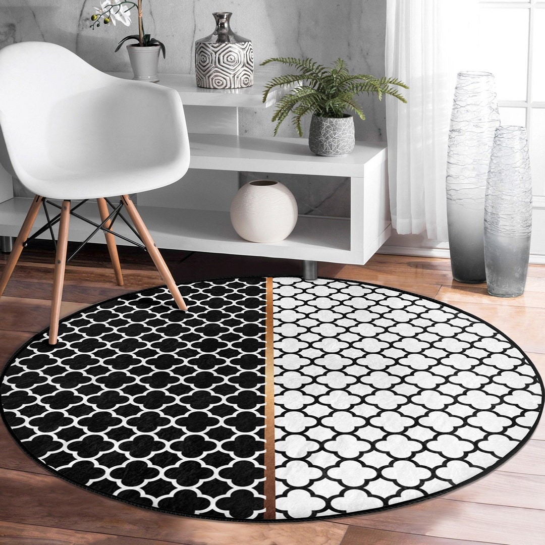 Geometric Round Rug|non-slip Round Carpet|ogee Design Circle Carpet ...