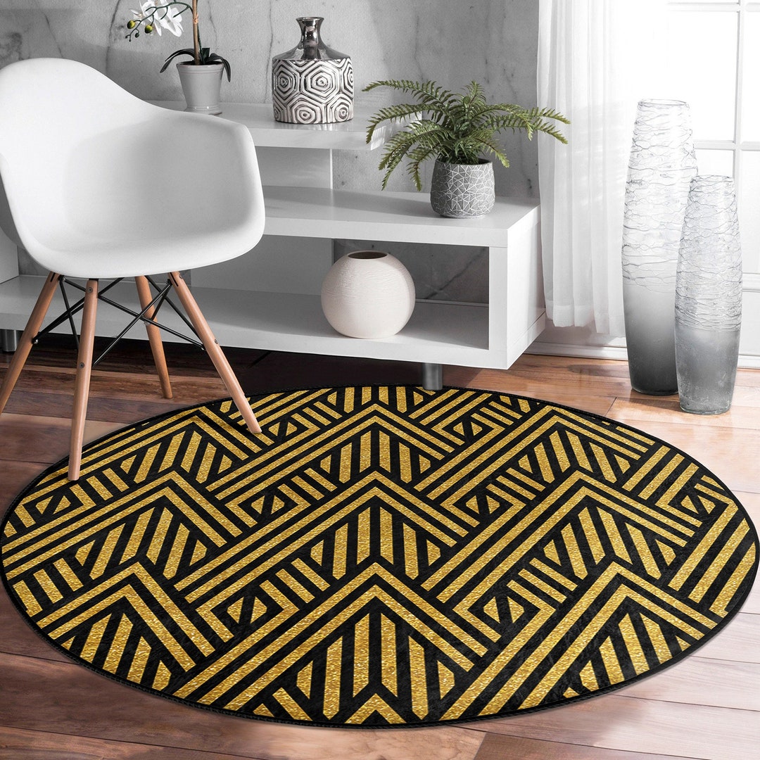 Geometric Round Rug|non-slip Round Carpet|geometric Circle Rug|abstract ...