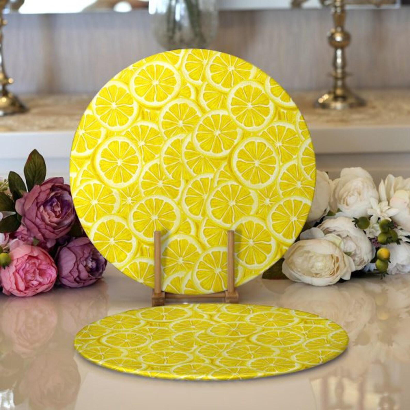 Lemon Placemat & Table RunnerFloral Lemon Table TopSet of 2 Etsy