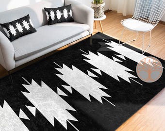 Rug Design Carpet|Southwestern Decor|Rustic Pattern Machine-Washable Non-Slip Rug|Aztec Fringed Anti-Slip Floor Mat|Ethnic Geometric Carpet