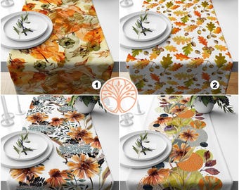 Fall Trend Table Runner|Dry Flowers and Leaves Table Runner|Autumn Home Decor|Farmhouse Style Table Top|Housewarming Fall Themed Tablecloth