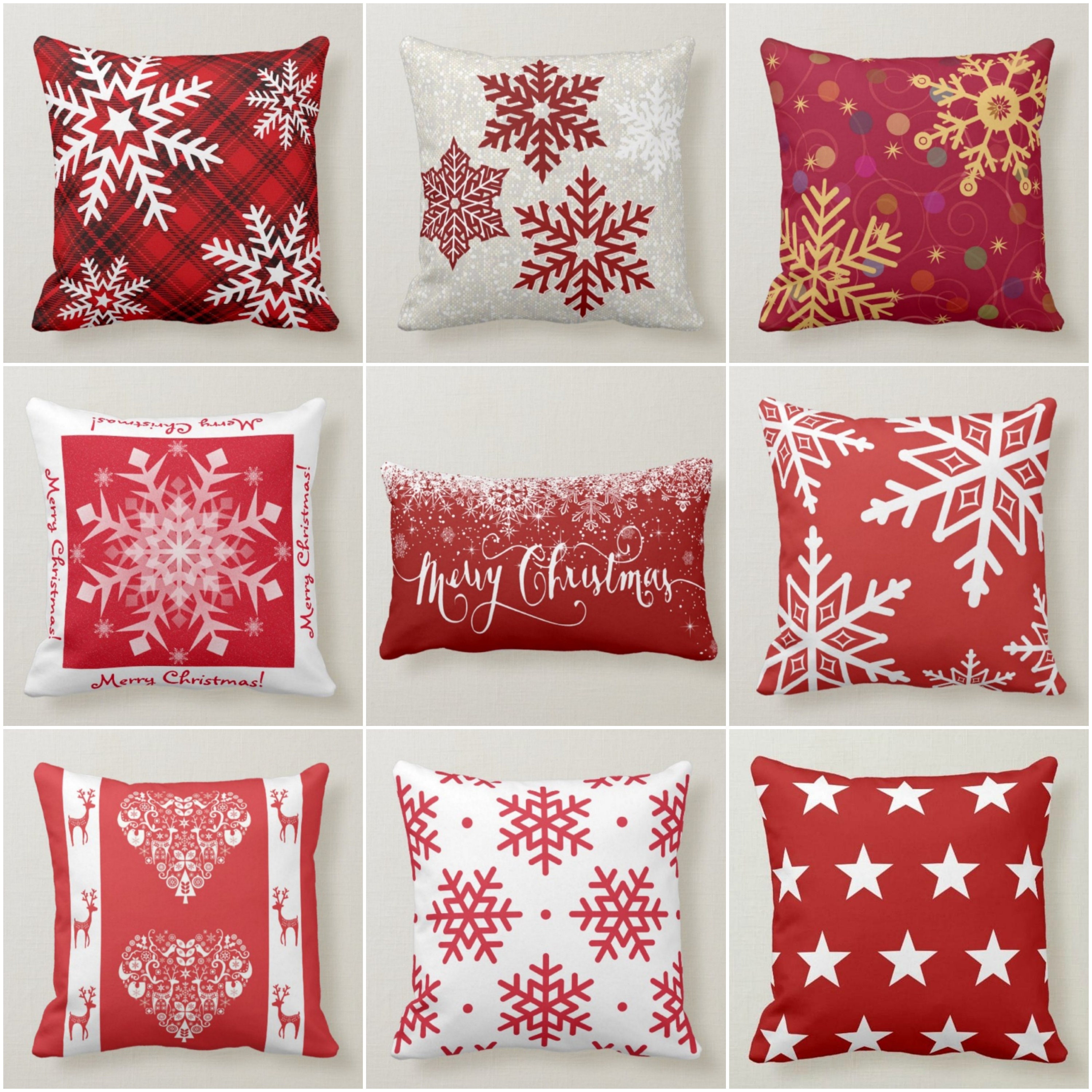 Ouddy 4Pcs Outdoor Christmas Pillows, Red Christmas Throw Pillows,  Snowflakes Merry Christmas Let it Snow Deer Christmas Pillow Cases Holiday  Pillow