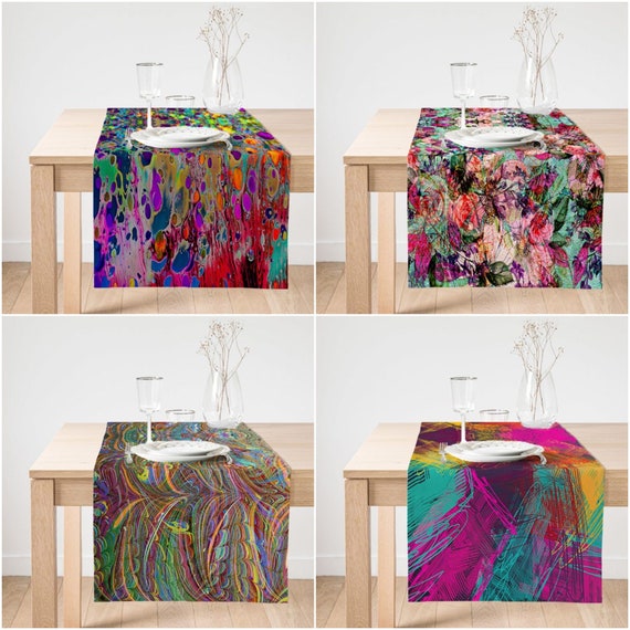 Abstract Table Runnerdecorative Table Runnercolorful Pattern Suede  Runnerhigh Quality Table Decorfarmhouse Style Modern Table Runner -   Canada