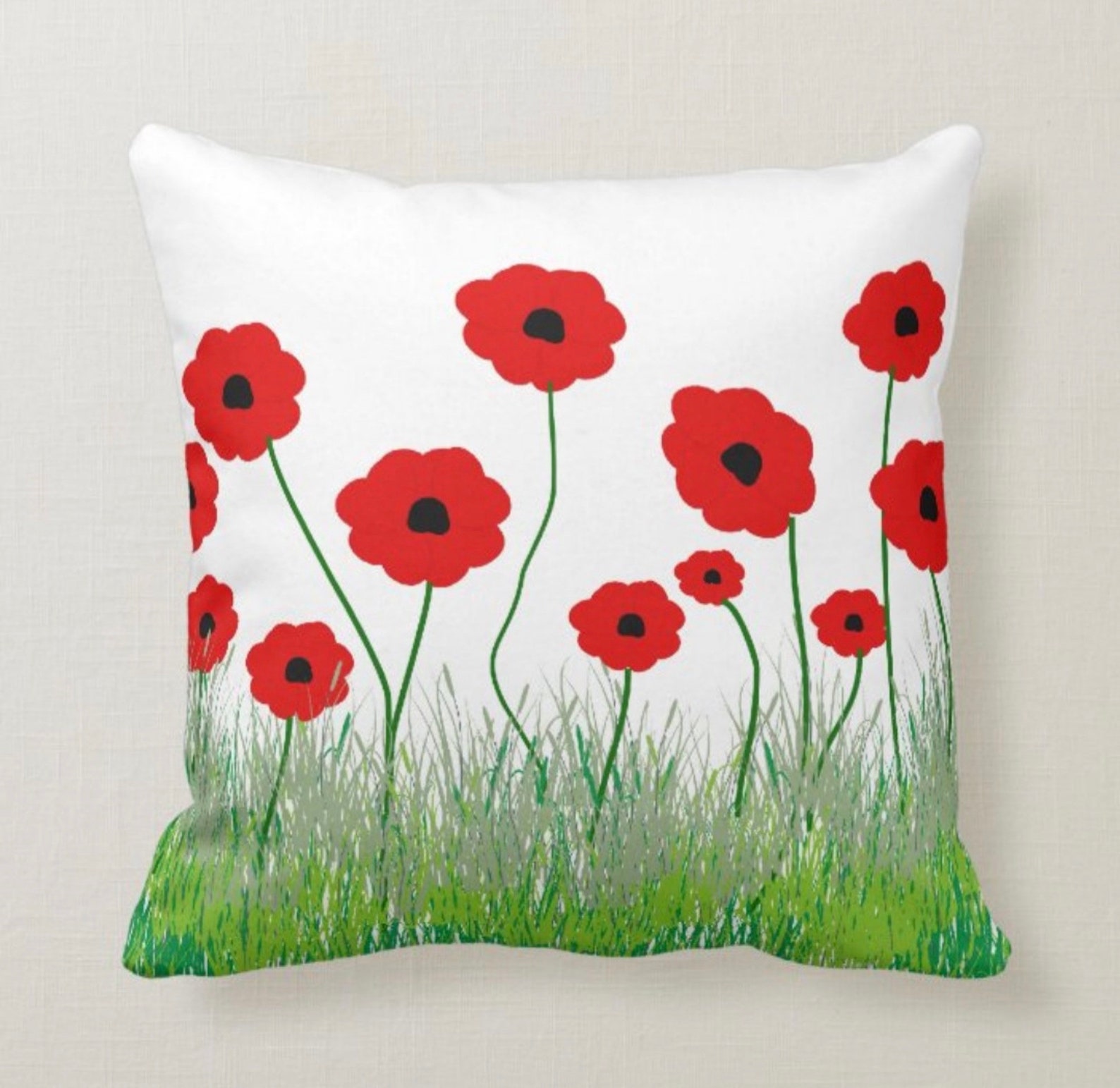 Red Poppy Pillow Coversred Floral Cushion Casesdecorative Etsy