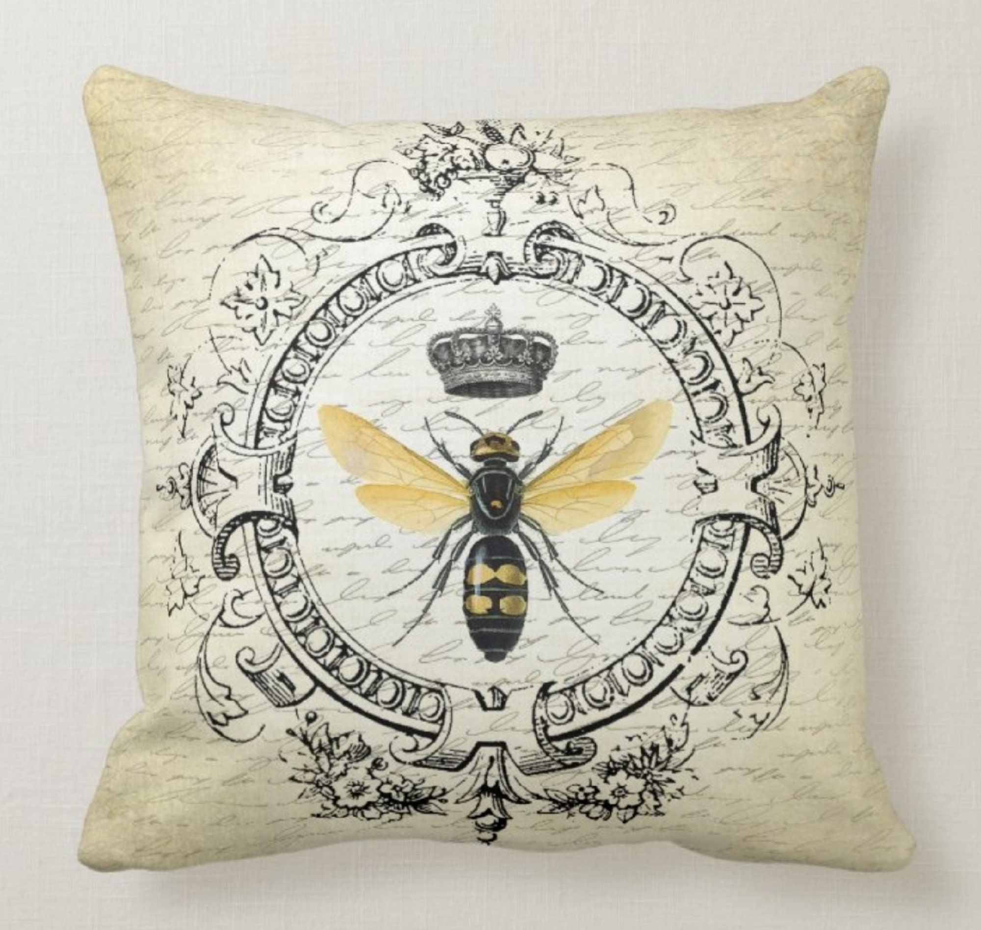 Queen Bee Pillow CaseFloral Bee Pillow CoverDecorative Etsy