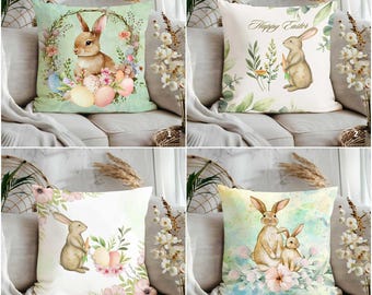 Spring Easter Cushion Covers|Festive Flowers & Holiday Decor|Decorative Easter Throw Pillow Covers|Happy Easter Pillow Sham