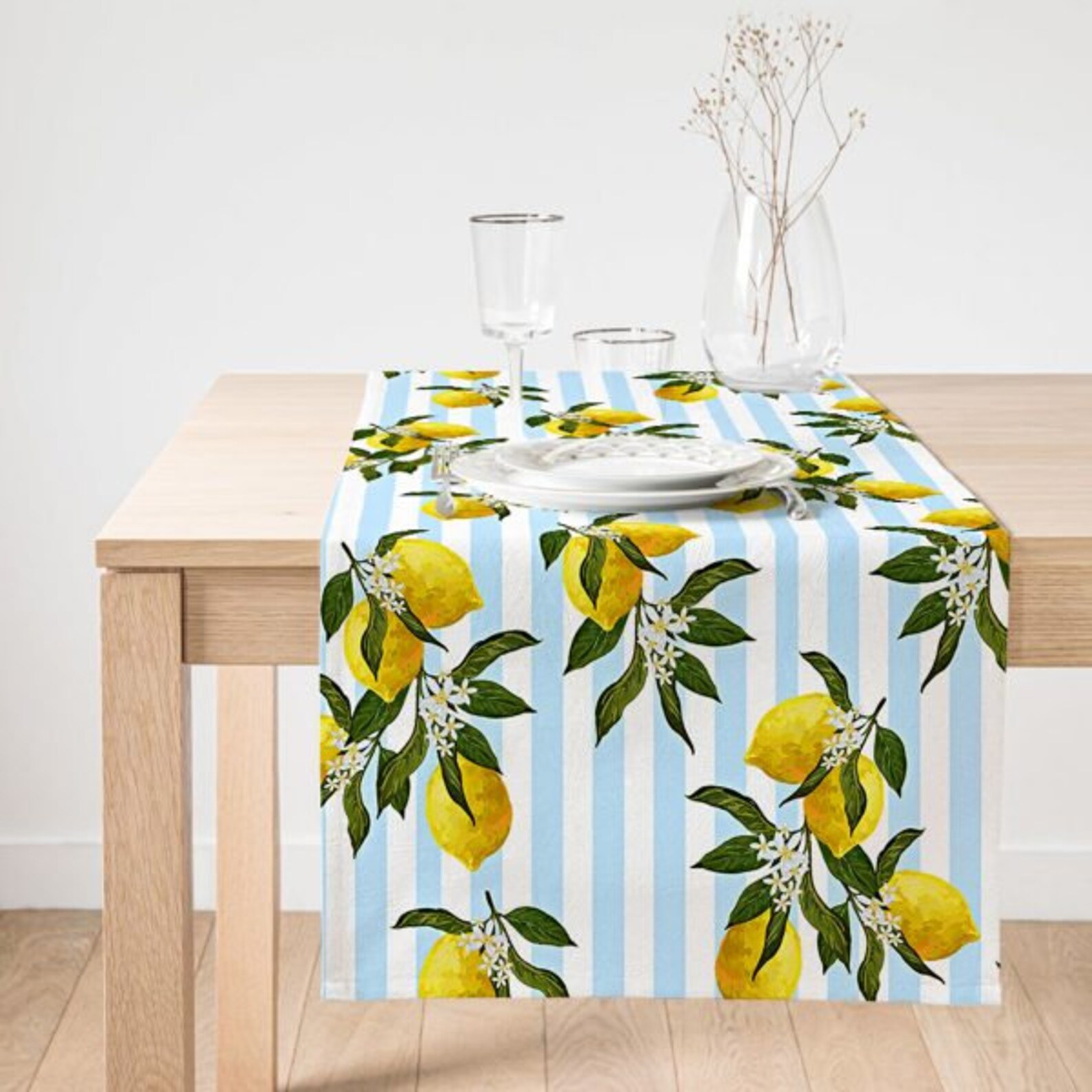 Lemon Table Runnerhigh Quality Suede Lemon Runnerfloral Etsy