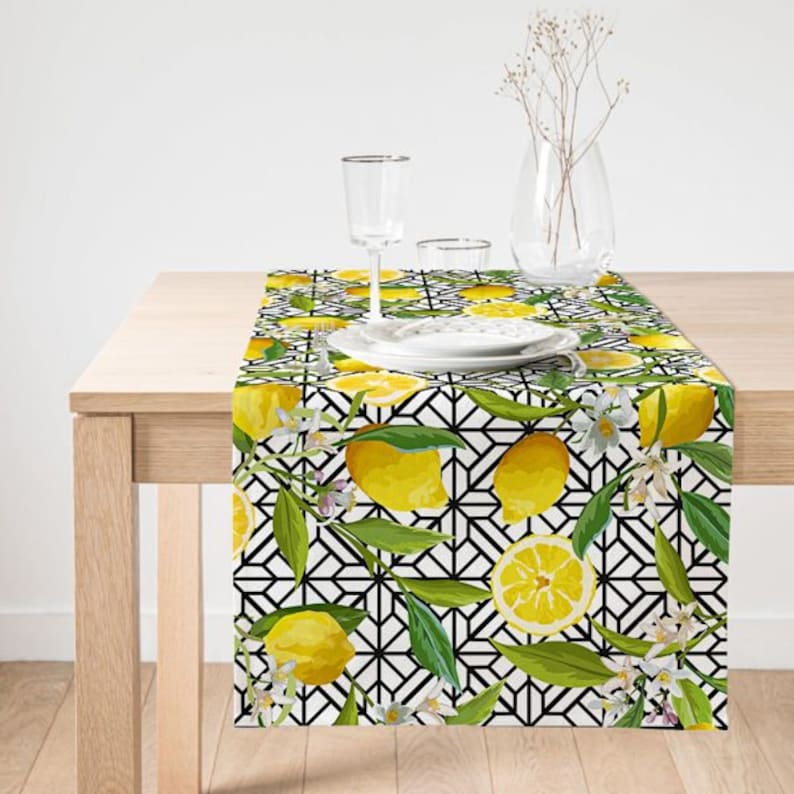 Lemon Placemat & Table Runnerfloral Lemon Table Topset of 2 Etsy
