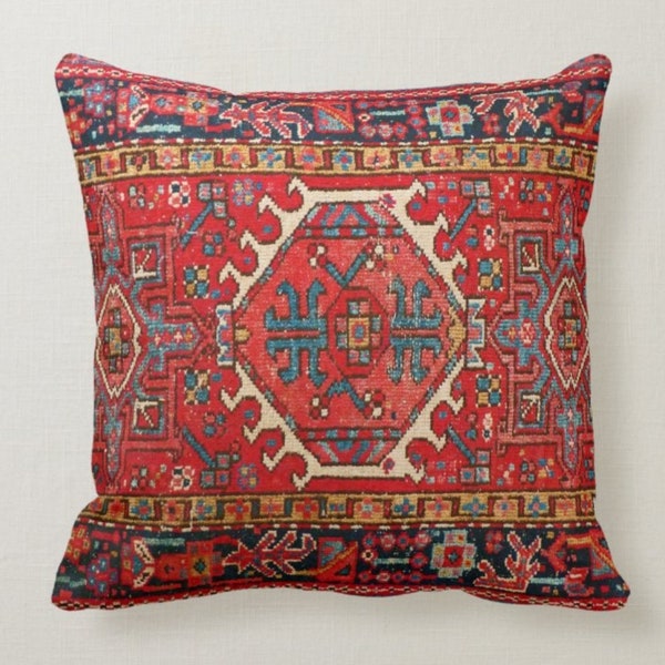 Rug Design Pillow Covers|Turkish Kilim Pattern Cushion Case|Worn Looking Rug Design|Ethnic Home Decor|Farmhouse Style Geometric Pillow Case