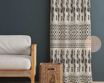 Ethnic Print Curtain|Thermal Insulated Rug Design Window Treatment|Aztec Print Home Decor|Southwestern Window Decor|Tribal Pattern Curtain