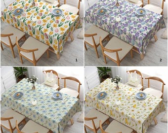 Chick Print Easter Tablecloth|Spring Tabletop|Farmhouse Tablecloth|Rustic Kitchen Decor|Table Centerpiece with Egg Print|Easter Table Cover