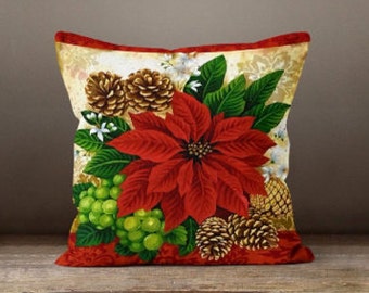 Poinsettia christmas pillows hotsell