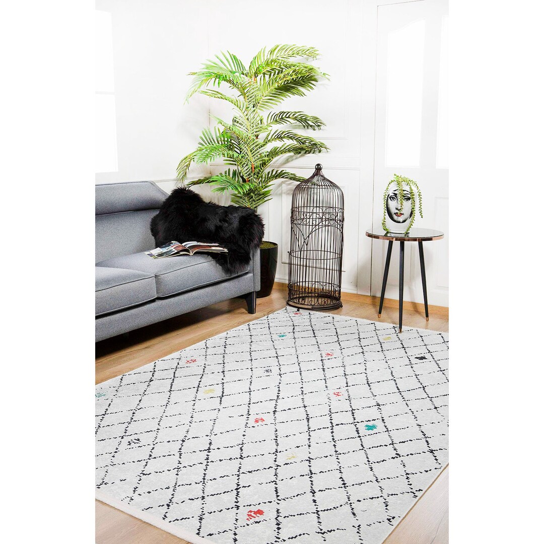 Silver Diamond Pattern Rug Diamond Pattern Rug|machine-washable Rug|modern Style Non-slip Carpet ...
