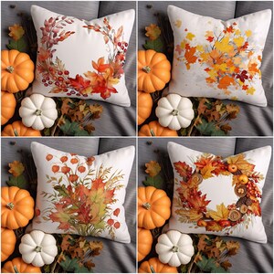 Fodera per cuscino autunnale accogliente/Fodera per cuscino con foglie autunnali secche/Fodera per cuscino autunnale boho/Fodera per cuscino con bacche rosse/Fodera per cuscino da esterno/Cuscino con pigna