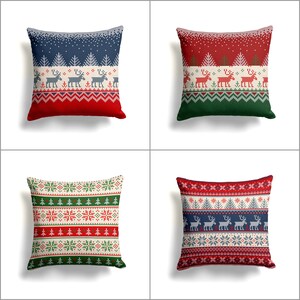 Federa per cuscino natalizia/federa per cuscino con cervo e pino/decorazione per la casa con pixel art natalizia/federa per cuscino con tendenza invernale/copricuscino con stampa a fiocco di neve