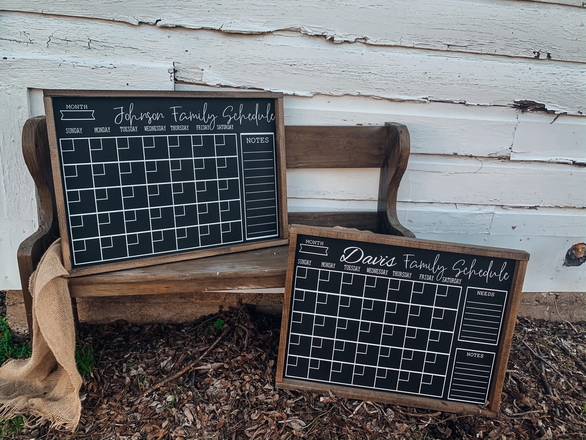 Chalkboard schedule/ Framed Chalkboard/ wall calendar / Etsy