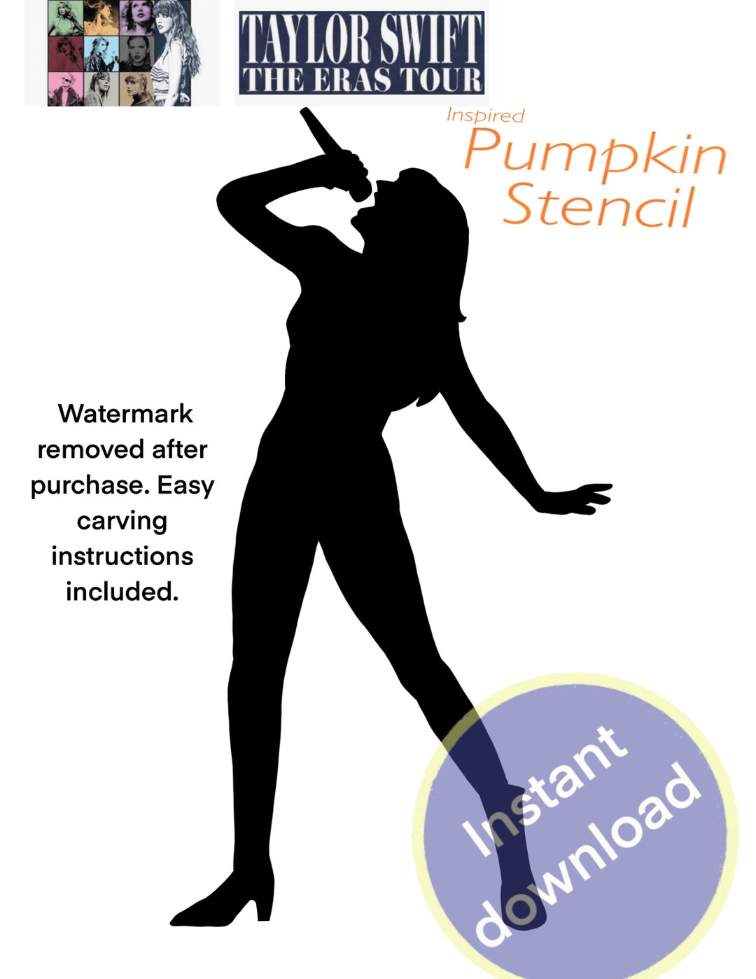 Taylor Swift Pumpkin Stencil Jack O Lantern Easy Instant Download taylor-swift-pumpkin-stencil-jack-o-lantern-easy-instant-download