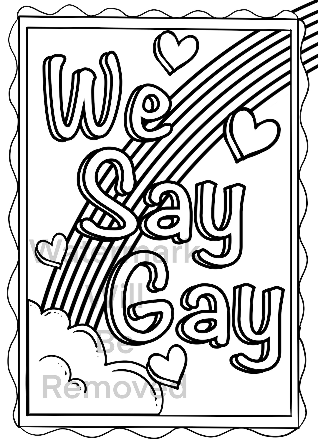 We Say Gay Coloring Page Insant Download Color Activity Sheets for Kids ...