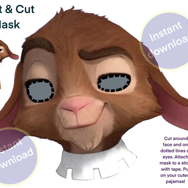 Valentino Goat WISH Instant Download Halloween masks costume Printable last minute dress up!