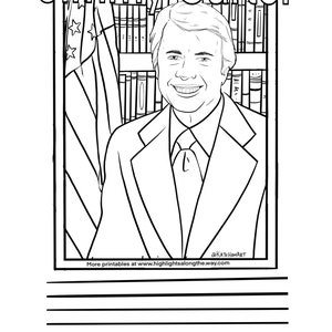 President Jimmy Carter Coloring Page Instant Download Printable for teachers and kids homeschool supplies