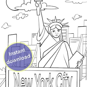 New York City NY Coloring Page for kids - Statue of Liberty -  Instant Download School Homeschool Curriculum activity sheet educational