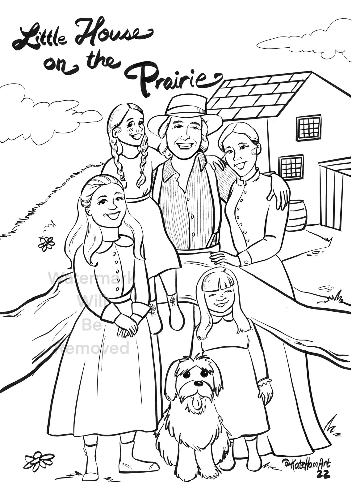 Little House on the Prairie Coloring Page - Instant Download - Coloring