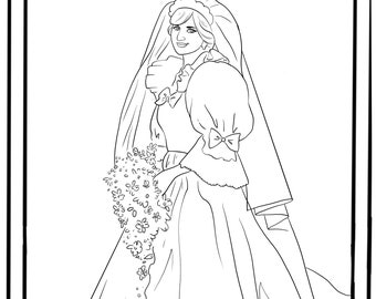 Princess Diana Coloring Page Great Britian England Coronation King Charles instant download teacher resource