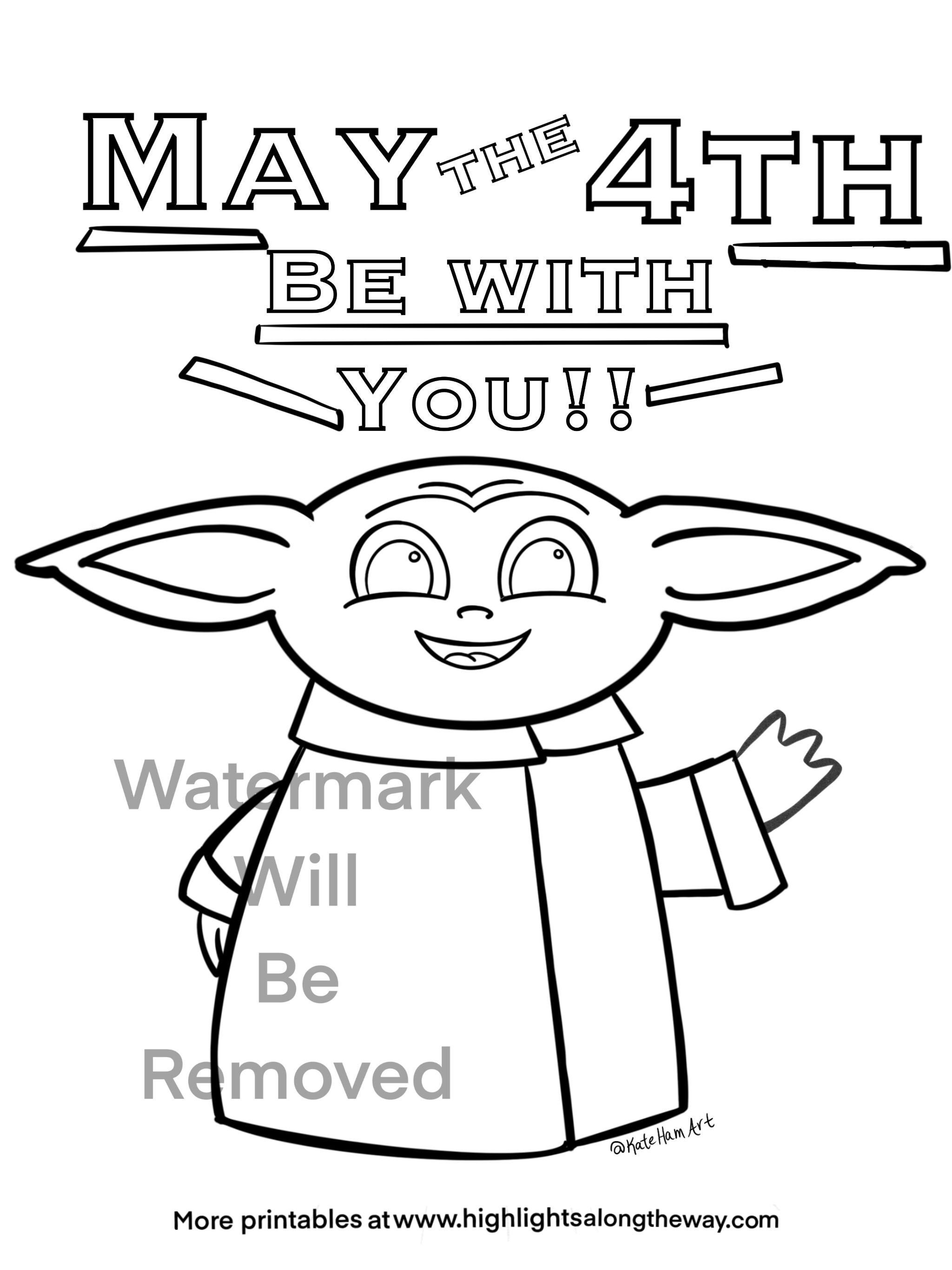 may the 4th be with you baby yoda coloring sheet instant etsy