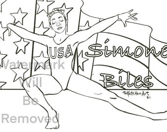 gymnast coloring etsy
