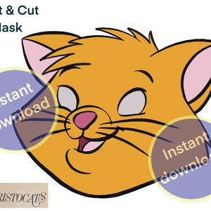 Toulouse Aristocats Instant Download Halloween mask costume orange kitty cat printable trick or treat paper mask