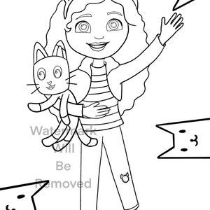 Gabby's Dollhouse set of THREE Coloring Pages Instant Download Activity Sheets Fan Art image 2