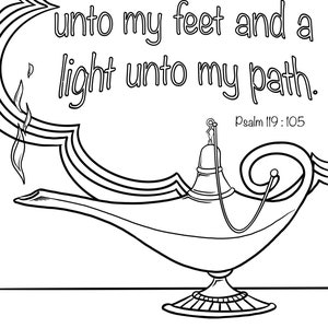 Oil Lamp coloring Page Instant Download - Bible Verse Christian Coloring Pages Sunday School Coloring Pages for Kids Thy Word is a Lamp