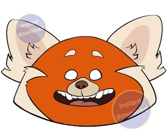 Red Panda Mask Instant Download Cartoon Turning Red Orange Panda Printable Halloween Costume