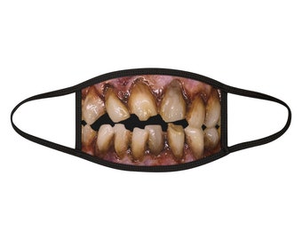 Zombie Teeth Fabric Face Mask, Halloween Face Mask, Scary Teeth Mask, Gross Teeth Face Mask, Halloween Zombie Mask, Zombie Face Mask, Spooky