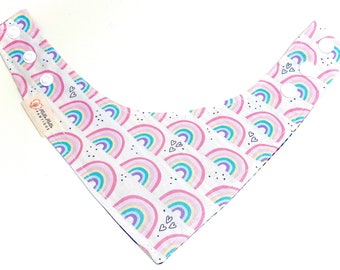 Diagonal Mini Rainbow Arches & Hearts, Snap Bandana, Dog Bandana, Pet Bandana, Pride, St. Patrick’s Day, Adjustable Snap Bandana, LGBTQ,