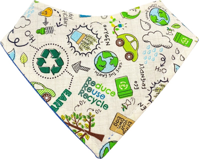 Earth Day, Mother Earth, Go Green, Environmental, Planet Earth, Save Our Planet, Dog Bandana, Pet Bandana, Cotton, Snap bandana, charity image 1