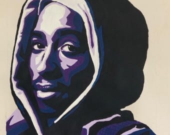 Impresión en lienzo monocromática de Tupac